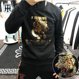 Men's sweater European and American foreign trade tide brand European station men's long sleeved top tiger bottomed shirt