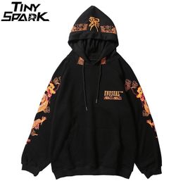 Ancient Chinese Dragon Print Fashion Hoodie Streetwear Mens Hip Hop Hoodie Sweatshirt Casual Black Pullover Cotton Autumn 201103