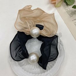 Ladies Ponytail Hair Loop Pearl Mesh Hair-ring Ruffled Net Yarn Elastic Hair Bands Headwear Hair Scrunchies Rope Temperamental