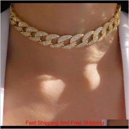 Luxury Designer Jewelry Women Necklaces Punk Micro-Inlaid Womens Chain Full Of Diamond Hip Hop Hipster Necklace Sztkh Ts1Vw