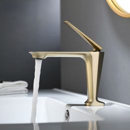 Bathroom Faucet Single Handle Deck Mount Sink Taps Brushed Gold,Black,Rose Hot & Cold Water Mixer Crane