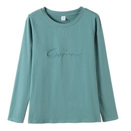 GIGOGOU Long Sleeve Women Basic T Shirt Autumn Spring 95% Cotton Tshirt S-3XL Solid Top Tee Shirts Soft T-shirt Harajuku Female 210302