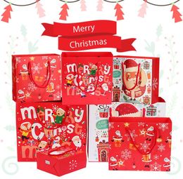 Party Supplies Merry Christmas Gift Paper Bags Xmas Tree Packing-Bag Snowflake Christmas-Candy Box Kids Favours Bag Decorations SN5691