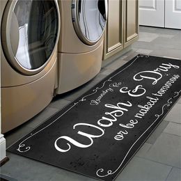 Non Slip Floor Mat Laundry Room Mat Soft Flannel Carpet Entrance Doormat Self-Service Laundry Bath Mat Balcony Area Rugs 210301