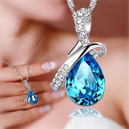 Luxury Tear of Angel Crystal Pendant necklaces For women water drop Drip Silver chains Designer 2019 Fashion Jewellery in Bulk DHL Free