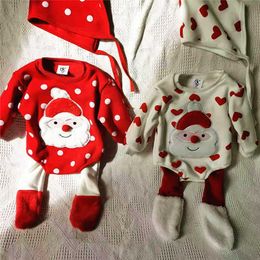 Christmas Newborn Baby Children's Clothes Sets for Girls Boys Romper+leggings Pant Outfits Suit Kids Cartoon One-piece Jumpsuit G1023