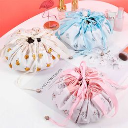 Lazy Cosmetic Bag Velvet Drawstring Bags Cartoon Makeup Organizer Storage Bags Travel Cosmetic Pouch Magic Toiletry String Bag DHS46