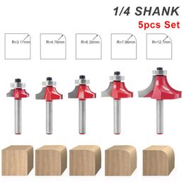 5PCS flat-angle arc cutter 1/4 handle trimming line cutter woodworking milling cutter tool household tool