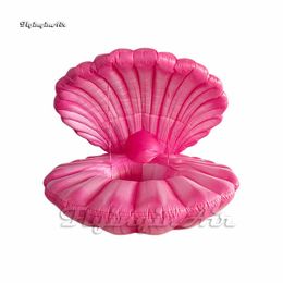 Customized Lighting Inflatable Mussel 3m Full Printing Pink Air Blown Clam Shell Balloon With RGB Light For Wedding And Party Decoration