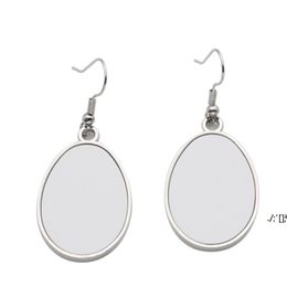 6 Styles Sublimation Earrings for Women Party Favor Blank DIY Customized Metal Dangler Leaf Heart Shaped Heat Transfer Printing LLD12396