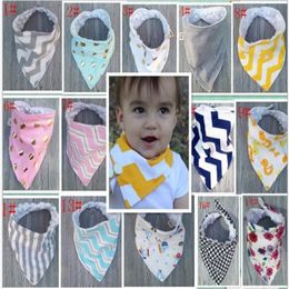 INS Xmas Baby 2Layer Bibs 100% Cotton Dot Chevron Zigzag Bandana Bibs OWl Leopard Infant Babador Saliva Bavoir Towel 145 Q2