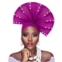 -Stingy Breim Hats African готово носить вентилятор Heatie Aso Oke Headtie с бисером для женщин