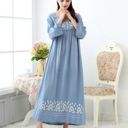 Spring and Autumn Sleepwear Women's Cotton Long Nightgown Loose Comfortable Nightwear Sleeve Night Dress Women Sleepshirts 210924