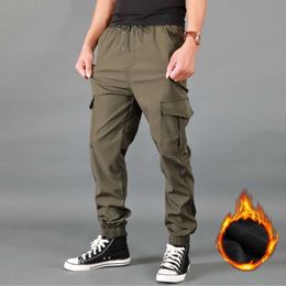Puimentiua New Winter Men Pants Thick Fleece Joggers Multi Pocket Loose Sport Trousers Male Casual Warm Sweatpants Cargo Pant X0723