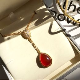 100% Real 18k Gold Plated Pendant Necklace White Crystals Chain Women Gift 4 Color Crystal Necklaces Pendants Accessories With Jewelry Pouches Wholesale