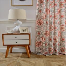Curtain & Drapes Red Circle American Curtains For Living Room Bedroom Vintage Linen Printed Panels Window Treatments