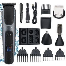 -Profissional de tosquiadeira de cabelo tudo em um aparador de barbear elétrico para homens grooming kit de barba aparador conjunto máquina de corte de cabelo