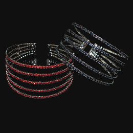 Classic Elegant Cuff Open Bangles Women's Rhinestone Bracelet Gold Red Crystal Bracelet Bridal Bracelet Wedding Jewelry Q0719