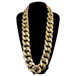 Men's and Women's Hip-hop Long Necklace, Cuba Chain, Gold and Silver, Cosplay Accessories, 3.5cm Long, Plastic Material Q0809