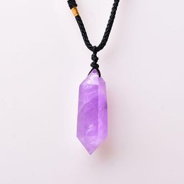 Decorative Objects & Figurines Natural Crystal Pendant Jewellery Amethyst Stone Point Healing Purple Souvenir For Men Women Gift Fashion Simpl