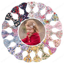 Sweet Floral Bowknot Hairpins For Cute Girls Handmade Bow Hair Clips Cotton Boutique Barrettes Kids Hair Accessories