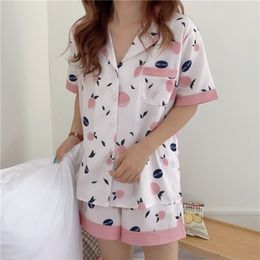 Sale Fashion Printed Summer Cute Casual Loose Short Sleeves All Match Homewear Cotton Women Pyjamas Sets 210525