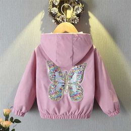 Long Sleeve Jackets for Girls Kids Cute Butterfly Coats Fashion Spring Autumn Children Outwear Casual Clothing 211011