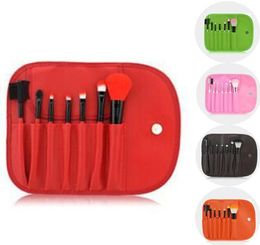 DHL 7pcs/set Makeup Brush Set Personal Blush Eyeshadow Powder Foundation Facial Cosmetic With PU Bag 9 Colours in stock