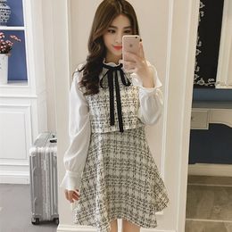 Autumn Winter New Vintage Dresses Korean Women Elegant Dress Party Long Sleeve Runway Vestidos 210303