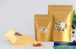 11*16+3cm 50pcs Stand Up Clear Window Brown kraft paper bags with Zipper lock for Food/Tea/Nut/Coffee Resealable Packaging Bag