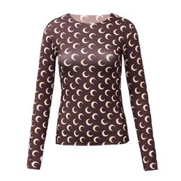 Chic Crescent Moon Print Bodycon Tops for Women - O-Neck & polka dot turtleneck, Long/Short Sleeves, Sizes S-XL - Perfect for Summer (Y0629)
