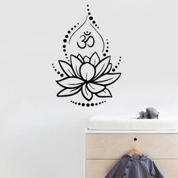 sala de meditação Desconto Wallpapers criativos lotus decalques de parede om sinal adesivos yoga meditating murais decalque decoração de sala de arte removível