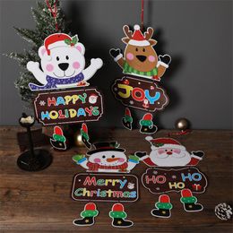 Welcome guests door-hanging Xmas Show Window decoration hanging placard Santa Claus Snowman Pendant Merry Christmas Paper Board T9I001510