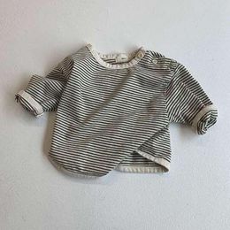 Infant Girls Soft Cotton Long Sleeve T-shirt Baby Cute Striped Bottoming Shirt Toddler Boys Tops 210312