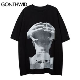 GONTHWID Tshirts Streetwear Harajuku Creative Punk Rock Rapper Short Sleeve Tees Shirts Hip Hop Fashion Casual Cotton Loose Tops C0315