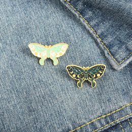 Pins, Brooches Moon Phase Butterfly Enamel Pins Night Luminou Insect Animal Brooch Lapel Badge Gothic Punk Jewellery Gifts For Friends Wholesa