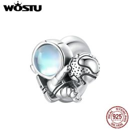 WOSTU 925 Sterling Silver Space Walk Bead Colorful Charm Fit Original Bracelet DIY Making Necklace Pendant Jewelry CQC1694 Q0531