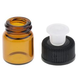 2022 new 1 ml Clear Glass Essential 1/4 Dram Oil Amber Bottle Perfume Sample Tubes Bottle With Plug And Caps