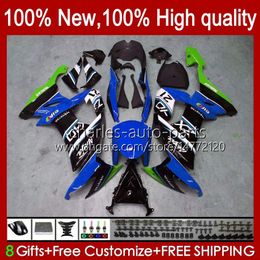 Motorcycle Body For KAWASAKI NINJA ZX 10R ZX10 10 R 1000 CC ZX10R Blue black 08 09 10 Bodywork 56No.201 ZX1000 C 1000CC ZX-10R 2008 2009 2010 ZX1000C 2008-2010 Fairin