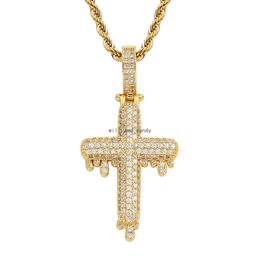 Bling Drop Cubic Zircon Jesus Cross Necklace Jewelry Set Diamond Hip Hop 18k Gold Drop Crosses Crown Pendant Necklaces Women Men Fashion Will and Sandy Dropship