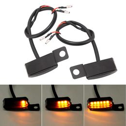 2pcs LED Turn Signal Indicators Flowing Running Water Light Amber Dynamic Motorcycle Bike Handlebar Mount