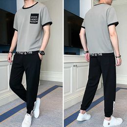 Plus Size Summer Men T-shirt Sets 2 Piece Short Sleeved Sportswear Tracksuit Men Casual Jogger Sweat Suits 6XL 7XL 8XL Y0831