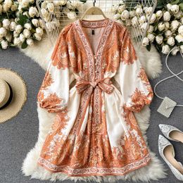 Party Dresses Women Elegant Boho Vintage DrLong Sleeve Lace A-Line Autumn Runway 2021 Luxury Embridery Spring High Waist X0621