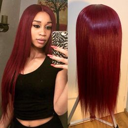 AAA1 Brazilian Black Long Silky Straight Full Wigs Human Hair Heat Resistant Glueless Synthetic Lace Front Wig for Fashion Women 35cm-65cm