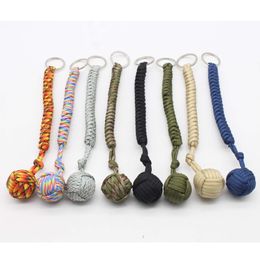 2021 High quality 550 paracord key chain outdoor self-defense monkey fist with metal or glass ball