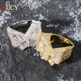 Cluster Rings GUCY Hip Hop Butterfly Ring Micro Pave Cubic Zircon All Iced Out Gold Silver Colour Plated Fashion Jewellery For Men Gift