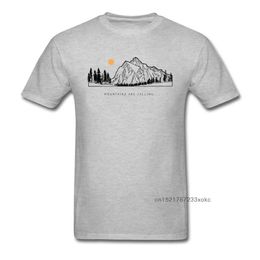 Tops Shirts Mountains are Calling Autumn Unique Short Sleeve Pure Cotton Round Neck Mens T-shirts Tee Shirt 210706