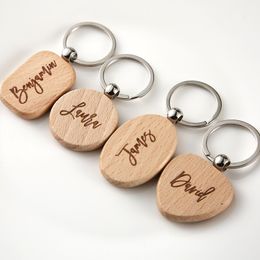 Custom Engraved wedding names Wood Key Chain Personalised Wood Heart Key Chain Custom Gifts for wedding gift