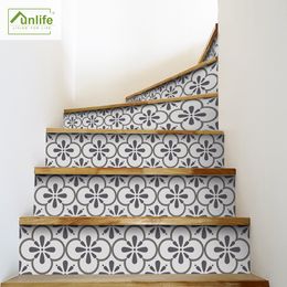 Funlife® Stair Stickers Easy to Clean Oil Proof Removable Bathroom PVC Stairway Kitchen Peel & Stick DIY Waterproof 18x100cm 210308