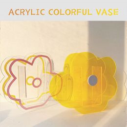 Nordic Minimalist Acrylic Shape Vase Living Room Ins Designer Colorful Vase Decoration Living Room Dining Flower Arrangement 210310